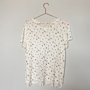 Lucky Brand Womens Top Large White Popsicle Short Sleeve Soft Casual Fun Summer